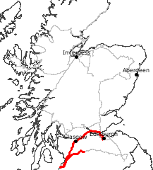 GPS-Track Von Lesmahagow nach Edinburgh